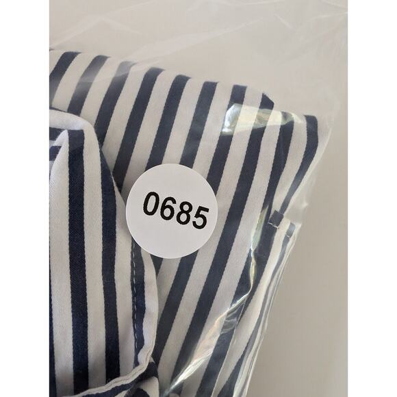 Kate Spade Button Up Pajama Shirt Size M Blue White Striped Heart Ruffle - Picture 10 of 10